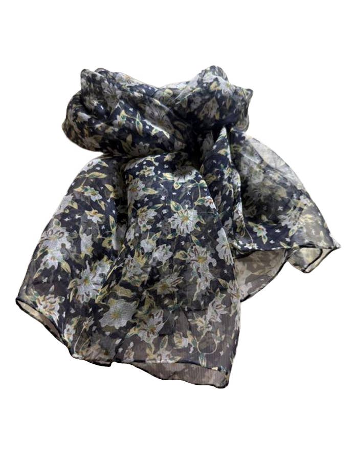 Floral Print Silk Chiffon Scarf(D107) for wholesale by J & X