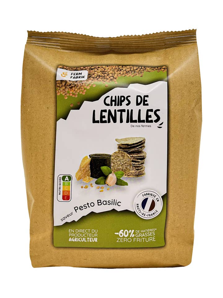 Farmhouse Lentil Artisan Chips - Basil Pesto for wholesale by Ferm Fabrik