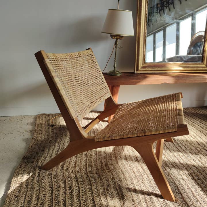 Office Objets - Wholesale Chair - Reclined chair in natural wood and woven rattan23