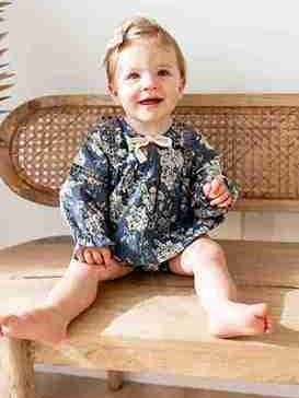 Yo Baby - Wholesale Jumpsuit – Baby - Grey Floral Printed Front Lace Long Sleeve Baby Romper : Infant : Baby4