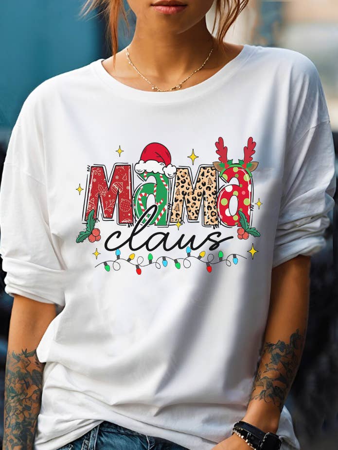 Mama Claus Long Sleeve Tee for wholesale by Top Avenue