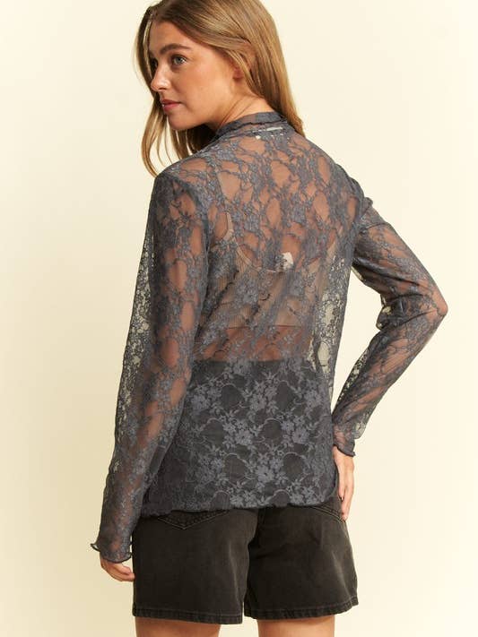 JADE BY JANE - Vendita all'ingrosso Top in maglia - Donna - Top a rete con stampa floreale taglie forti