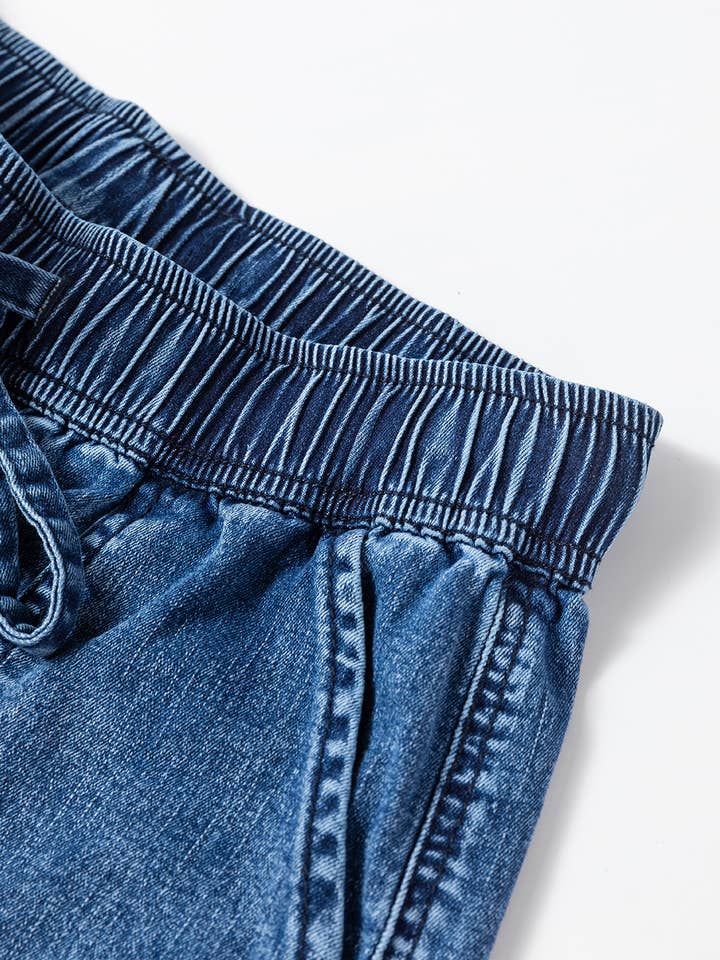 FULL TIME PURCHASE - Wholesale Jeans - Women's - Mineral Wash Drawstring Waist Loose Straight Denim Pants13