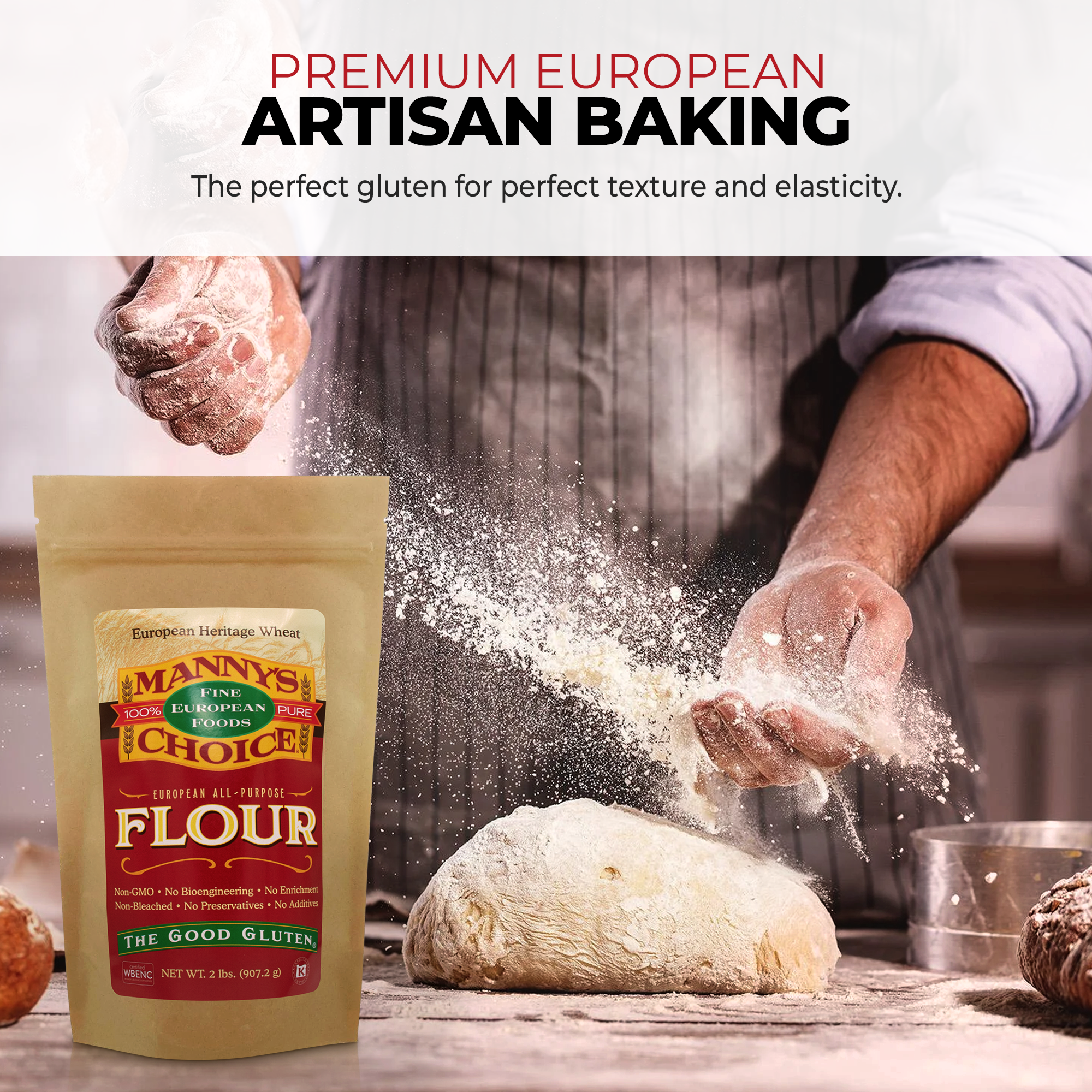 Manny’s Choice - Wholesale Meel - All-purpose natuurlijke type 0 bloem – 100% Europees tarwe, 2lbs2