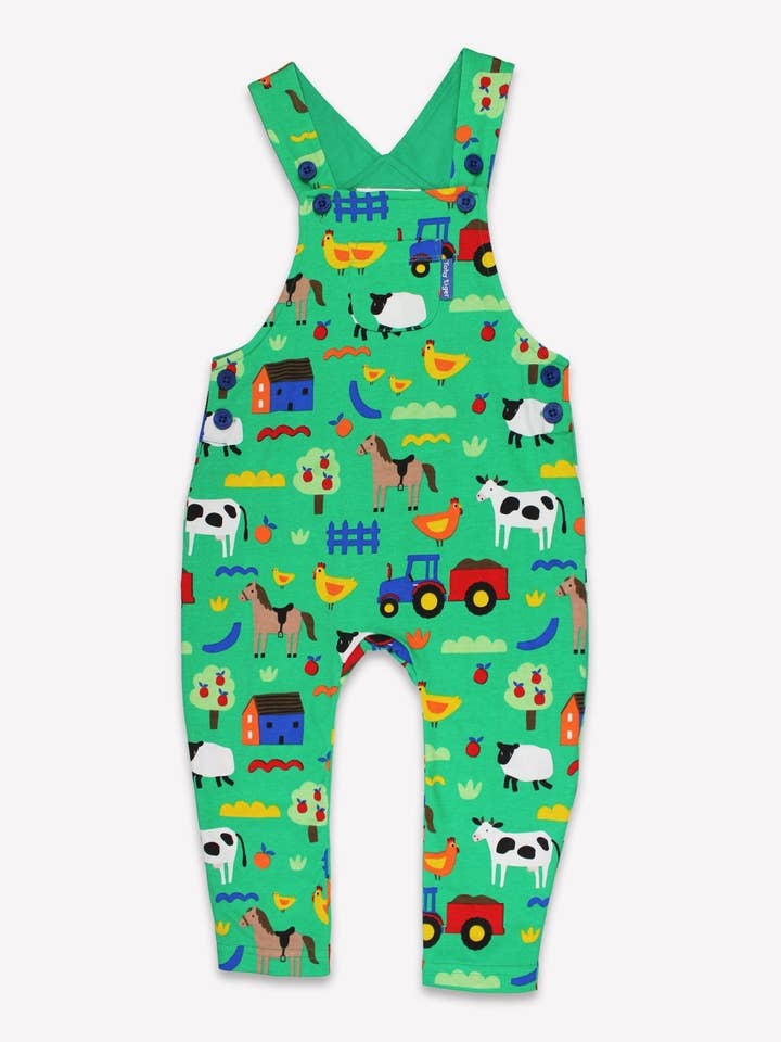 Bio-Baumwoll Kinder Latzhose mit Bauernhof-Druck for wholesale by Toby Tiger GmbH