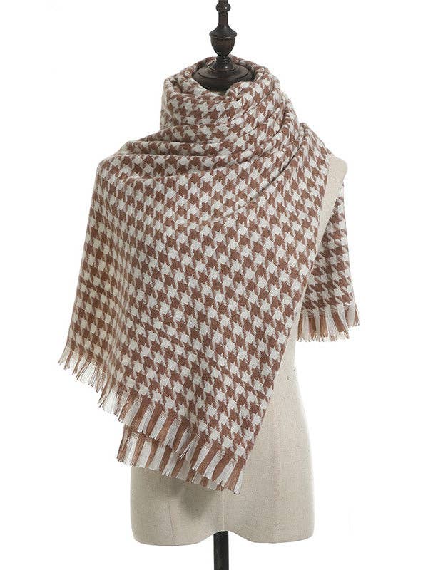 VividLux - Wholesale Scarf - Women's - Fringed Houndstooth Keep Warm Shawl&Scarf14