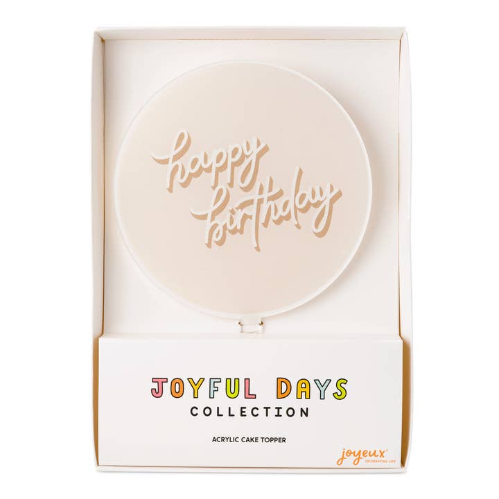 Decoración de tarta de acrílico con diseño de feliz cumpleaños, color topo para venta al por mayor de Joyeux Company