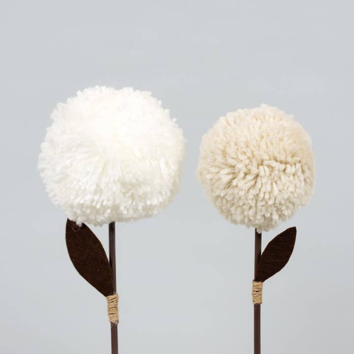 Adams & Co. - Wholesale Decorative Tabletop Object - 15844 - 3x12x3 pom pom stems s/2 (FLOWERS) modern decor
