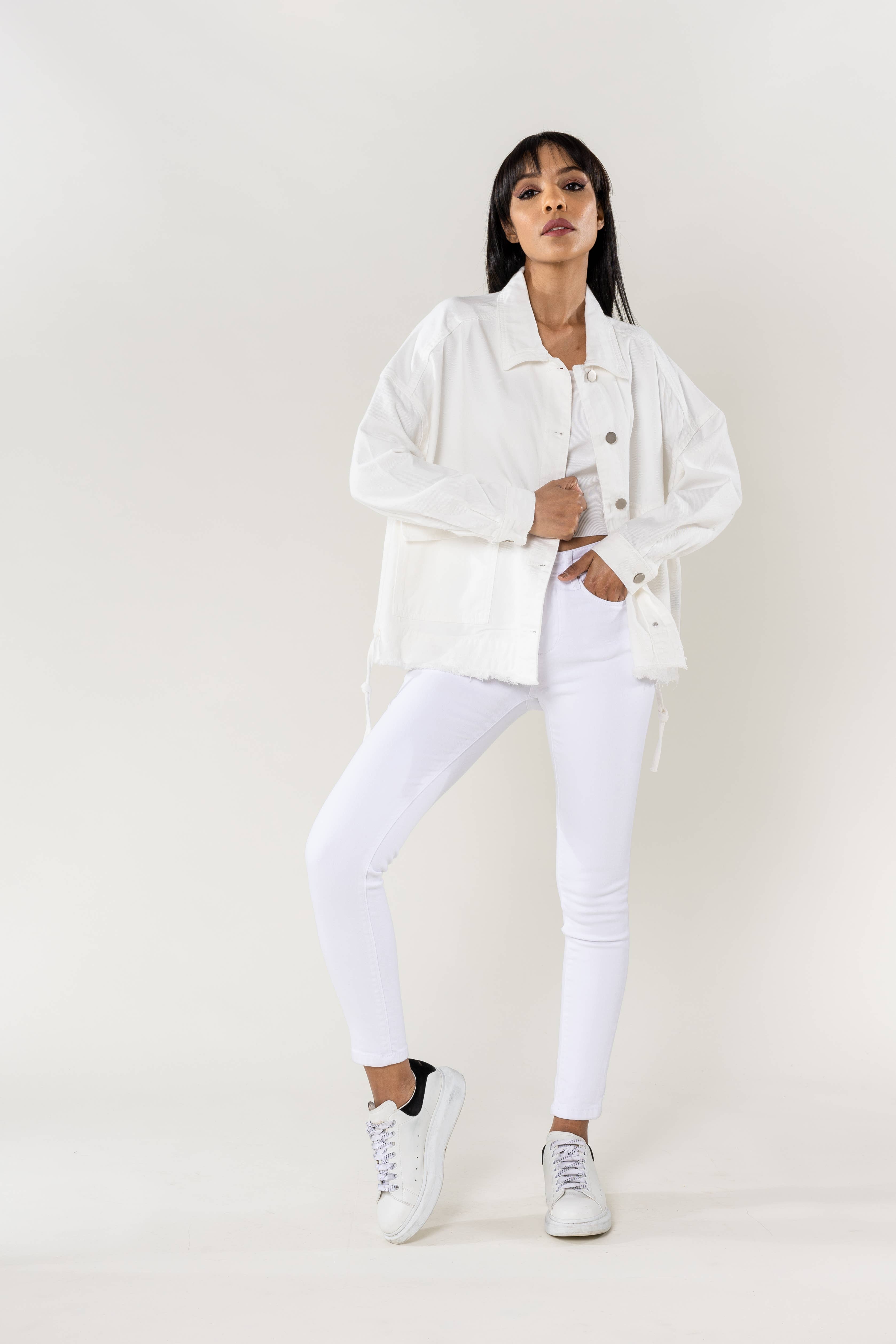 Nina Carter – Casaco de ganga - Mulher por atacado – Casaco de ganga oversized Nina Carter bolsos grandes S5625