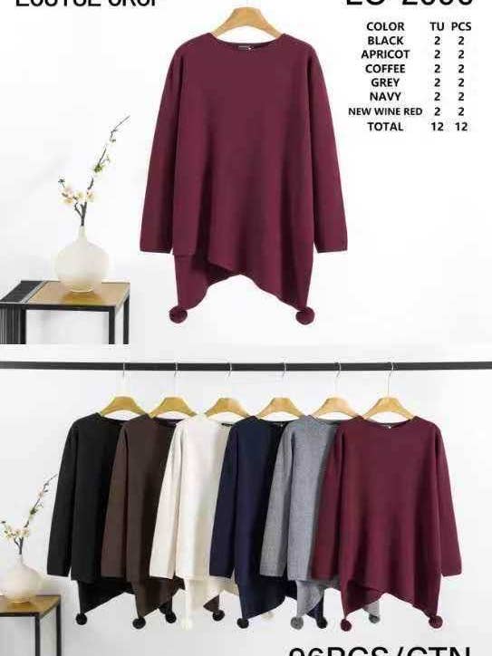 SWEET MAGIC MODA Y COMPLEMENTOS - Wholesale Knit Top - Women's - BASIC JERSEY WITH WIDE ASYMMETRIC CUT0