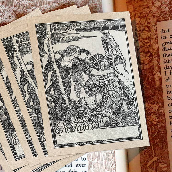 Le baiser qui a donné la victoire, ex-libris Dragon Ex Libris pour la vente par Ebon et Noir LLC