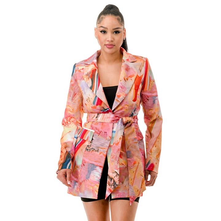 Giacca blazer Plus Size Clothing con cintura per la vendita all'ingrosso da parte di Esmeray Clothing