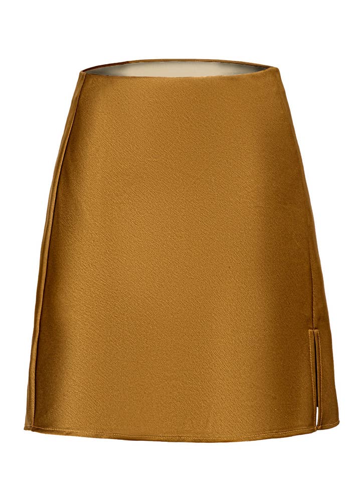 HIDDENBRAND - Wholesale Skirt - Women's - Satin Slit High-Waisted Elasticated Sexy A-Line Skirt1