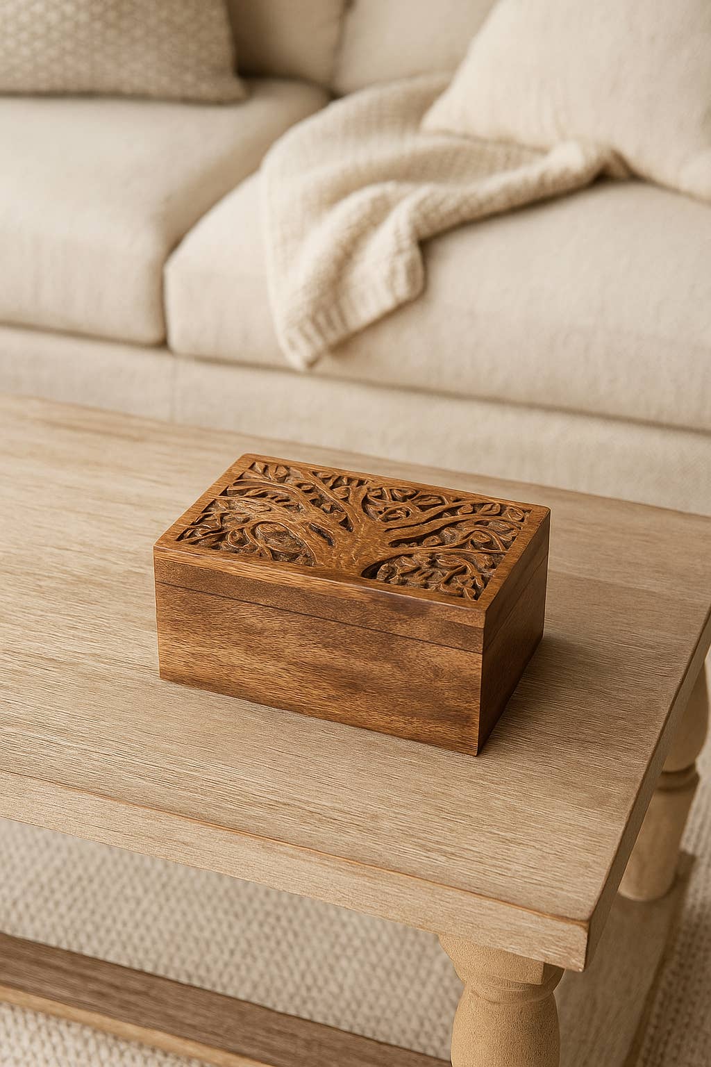 Matr Boomie Fair Trade - Wholesale Jewelry Box/Organizer - Aranyani Tree of Life Jewelry Box With Tray - Hand Carved