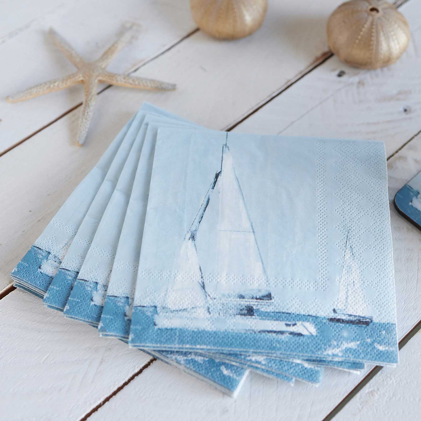 rockflowerpaper - Wholesale Disposable Napkin - Sail Away Paper Cocktail Napkins (Pack of 25)1