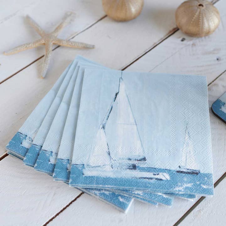 rockflowerpaper - Wholesale Disposable Napkin - Sail Away Paper Cocktail Napkins (Pack of 25)1