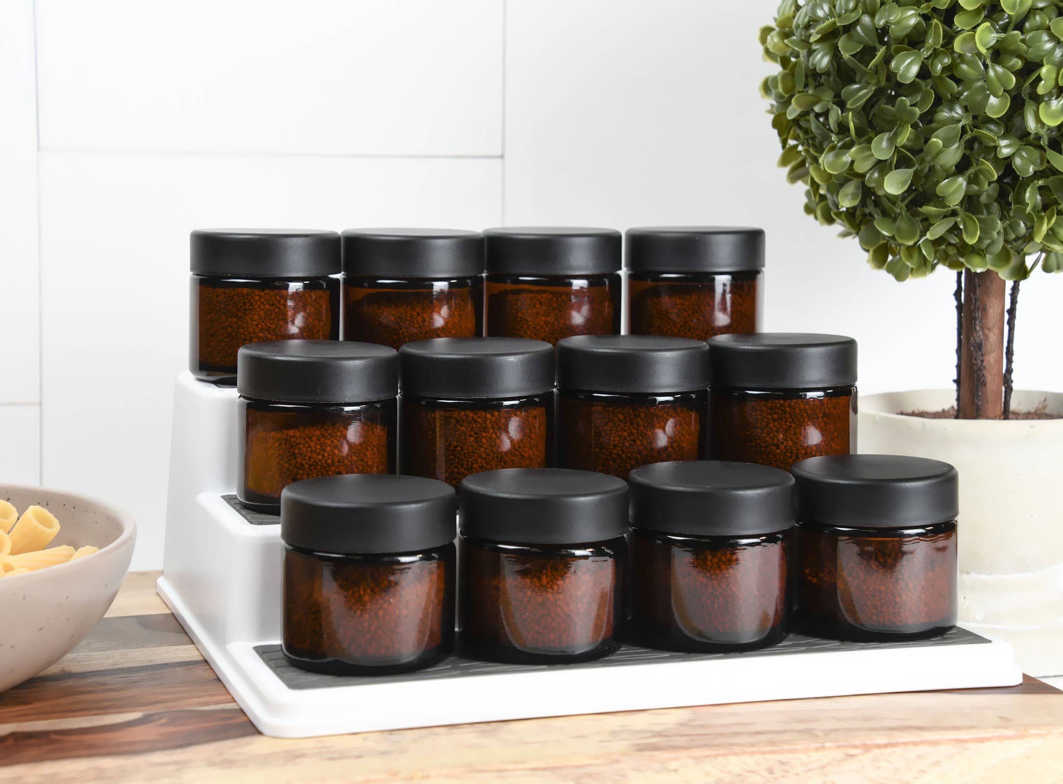 Human Objects® - Wholesale Jar - 2oz/60ml Amber Glass Jar With Black Child Resistant Caps6