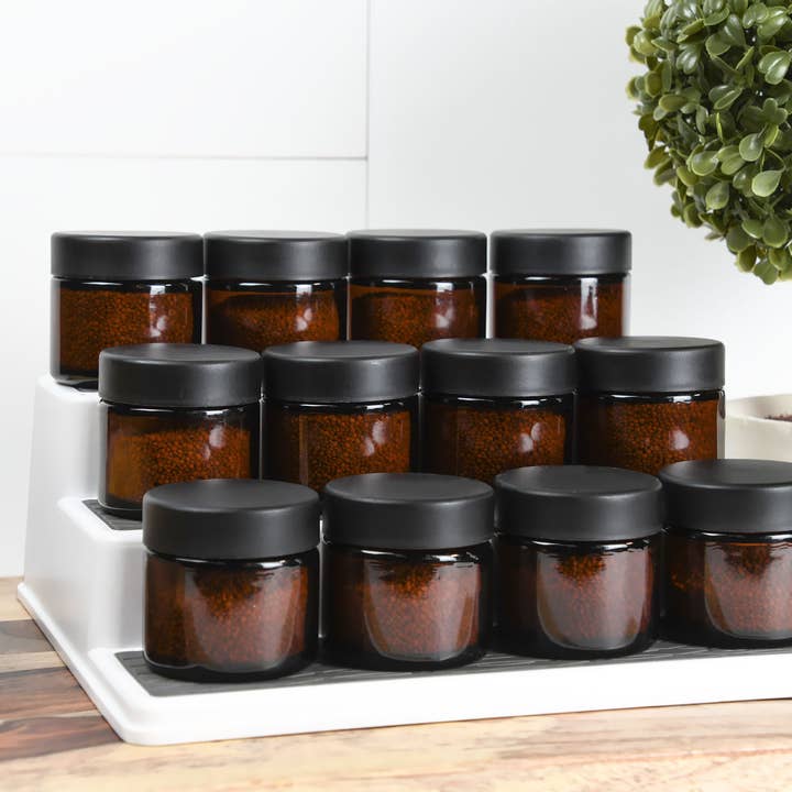 Human Objects® - Wholesale Jar - 2oz/60ml Amber Glass Jar With Black Child Resistant Caps6