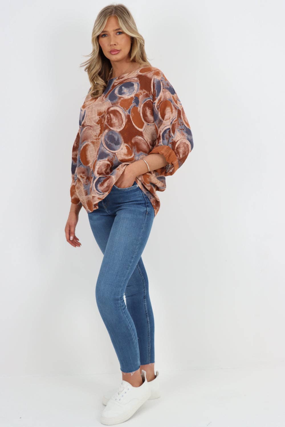 Miss Bold – wholesale Blouse – Women’s – Italian Circle Print Cotton Top54