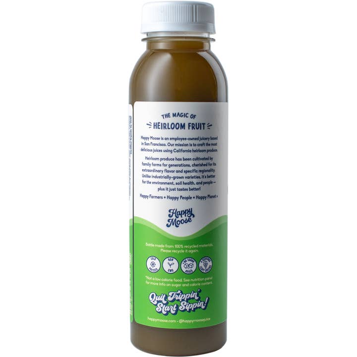 Happy Moose Juice - Vente Jus bien-être/fortifiants - Pomme Bottom Greens - Jus biologique pressé à froid - 350 % Vit. K