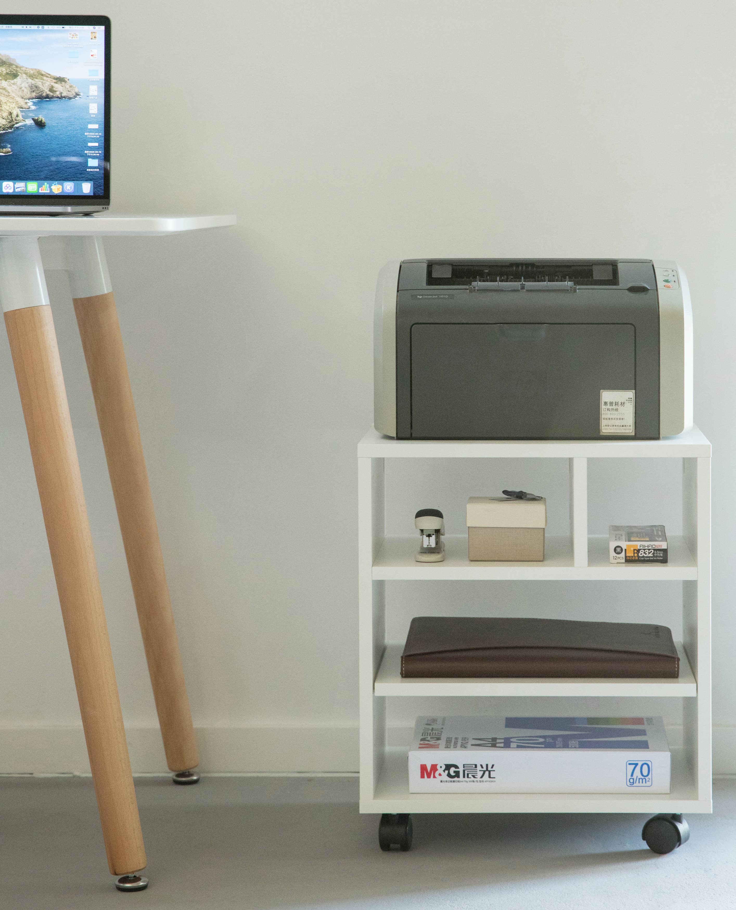 Quickway Imports – wholesale Skrivbordsorganisatör – Trä Office Storage Skrivarstativ med hjul6