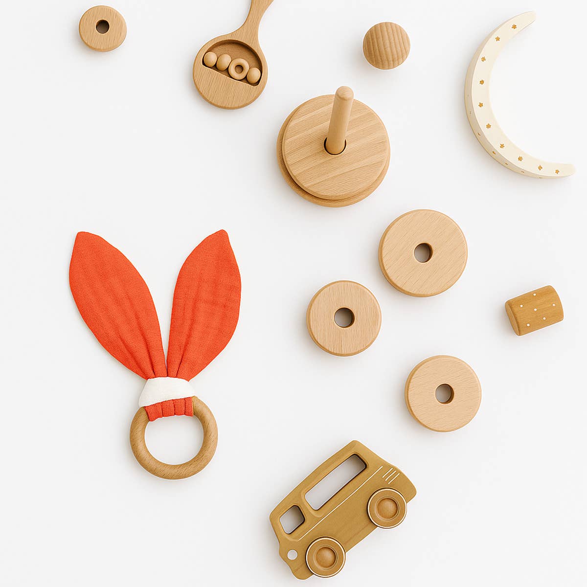 PAPATE - Wholesale Teether (Not Clip-On) - Baby - Organic Cotton Teething Ring - Strawberry5