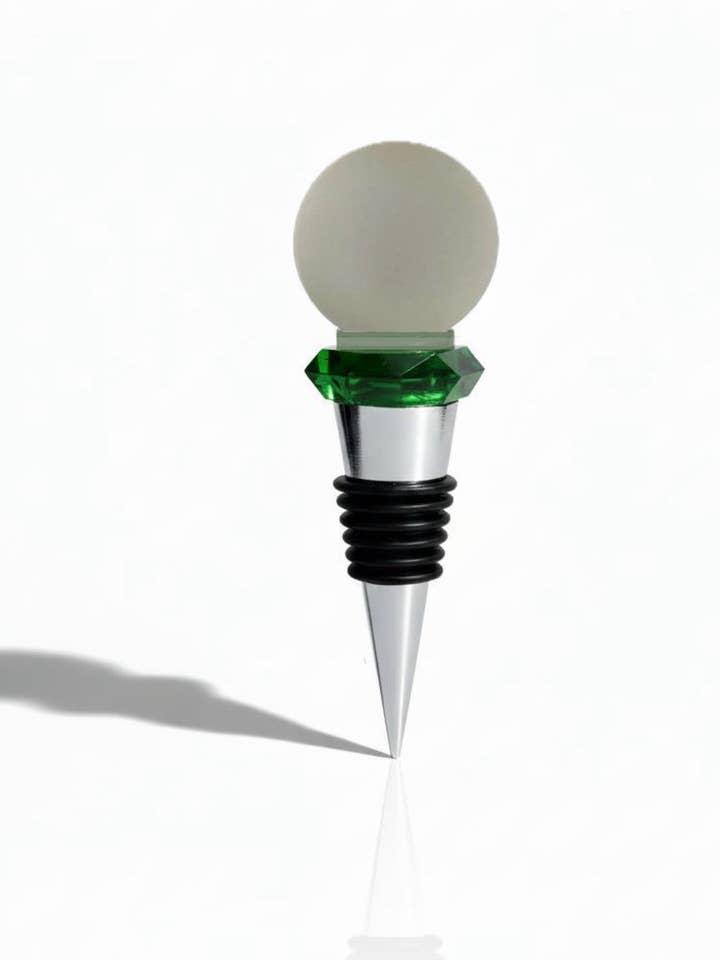 Green Crystal Wine Stopper for wholesale by Allison Pearl Design