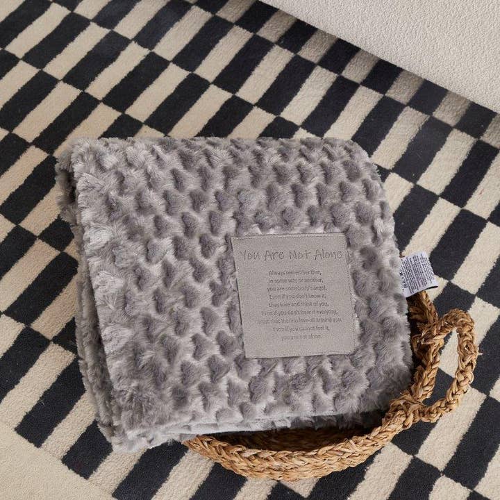 Duke Imports - Wholesale Throw Blanket - "You Are Not Alone" 1-Ply Faux Fur Patch Throw 50"x60"3