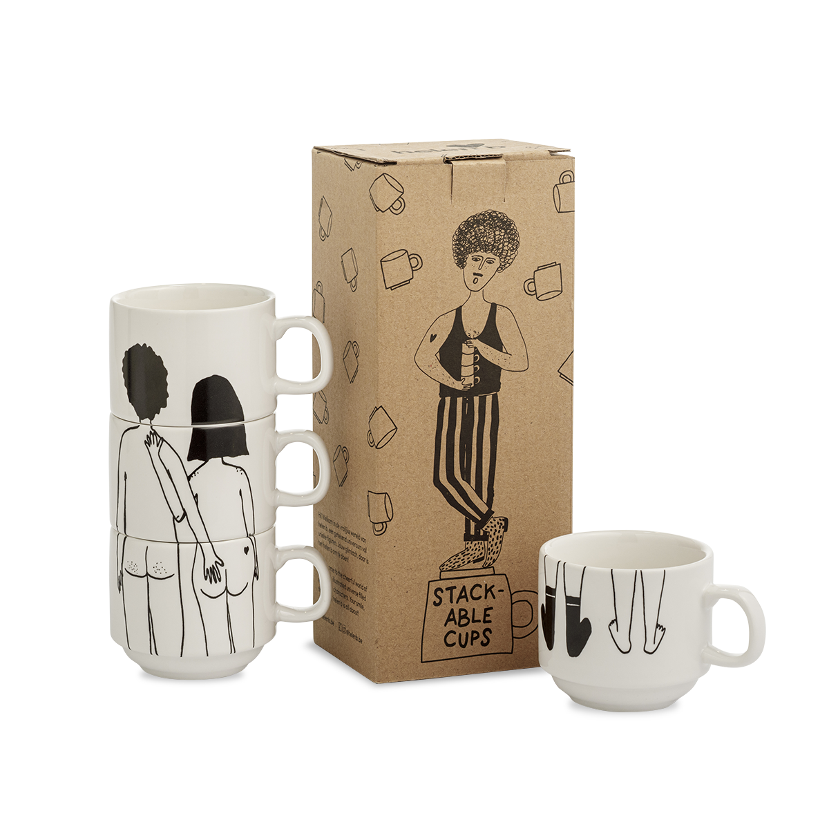 helen b - Wholesale Coffee Mug - stackable mugs naked couple back (set *4)1
