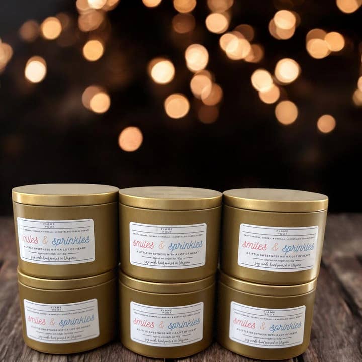 Fruit Loops/Fruity Pebbles Scented Candle | Nostalgic Cereal Scent + Childhood Cancer Awareness Support for wholesale by Flame + Pout