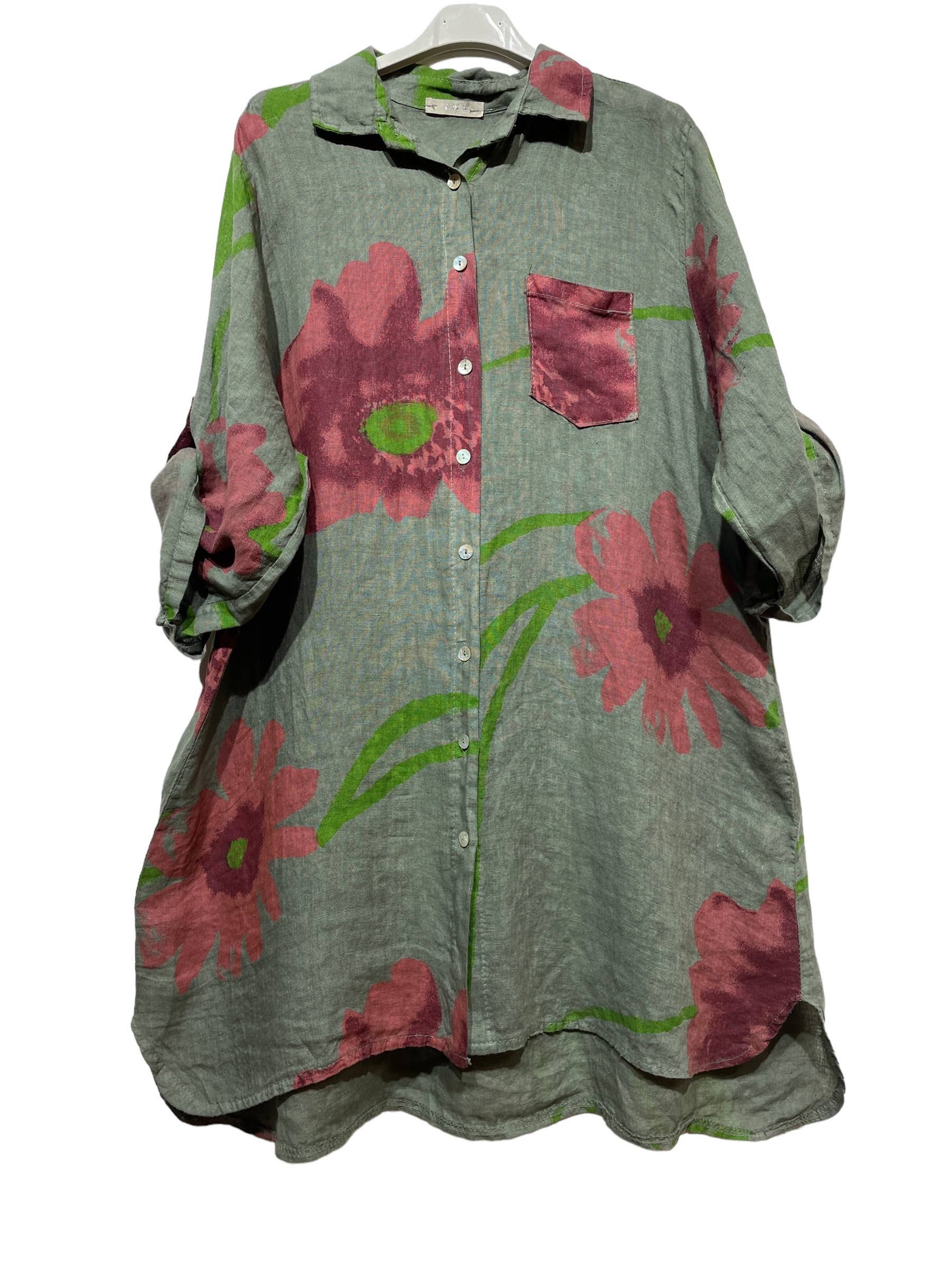 LINEN & COTTON HOUSE - Wholesale Button Down Shirt - Women's - 46102 FLORAL LINEN SHIRT6