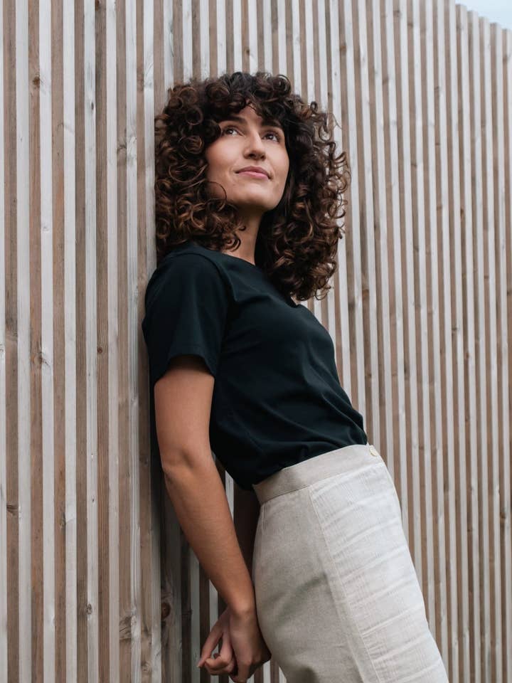 Women's Black T-Shirt (Organic Cotton) for wholesale by slowbasic