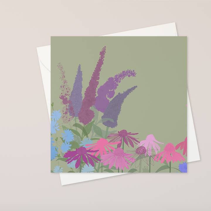 carte de vœux à l'échinacée pour la vente par katiebirdie