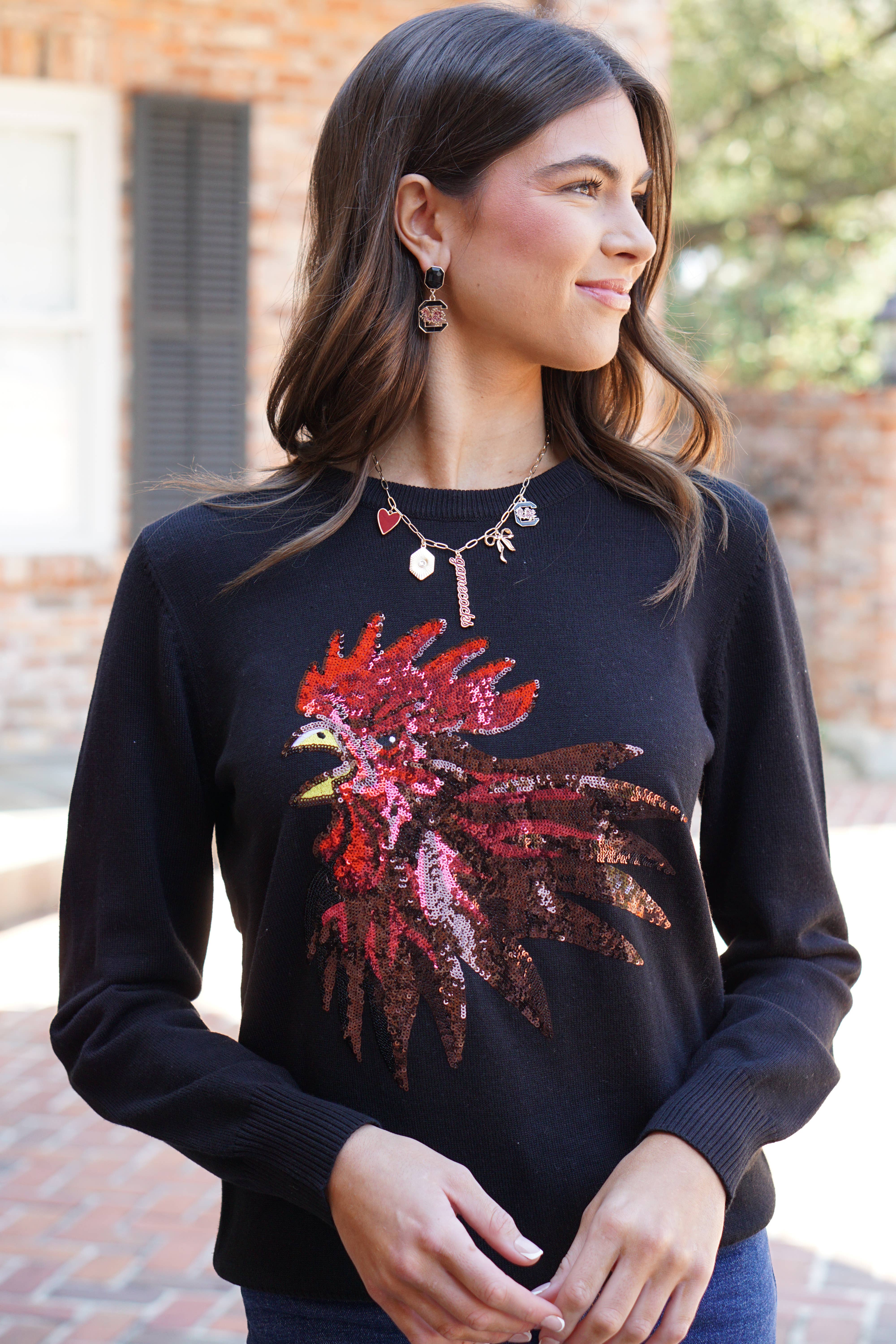 Canvas Style - Wholesale Dangle Earrings - South Carolina Gamecocks Rhinestone Enamel Logo Earrings1