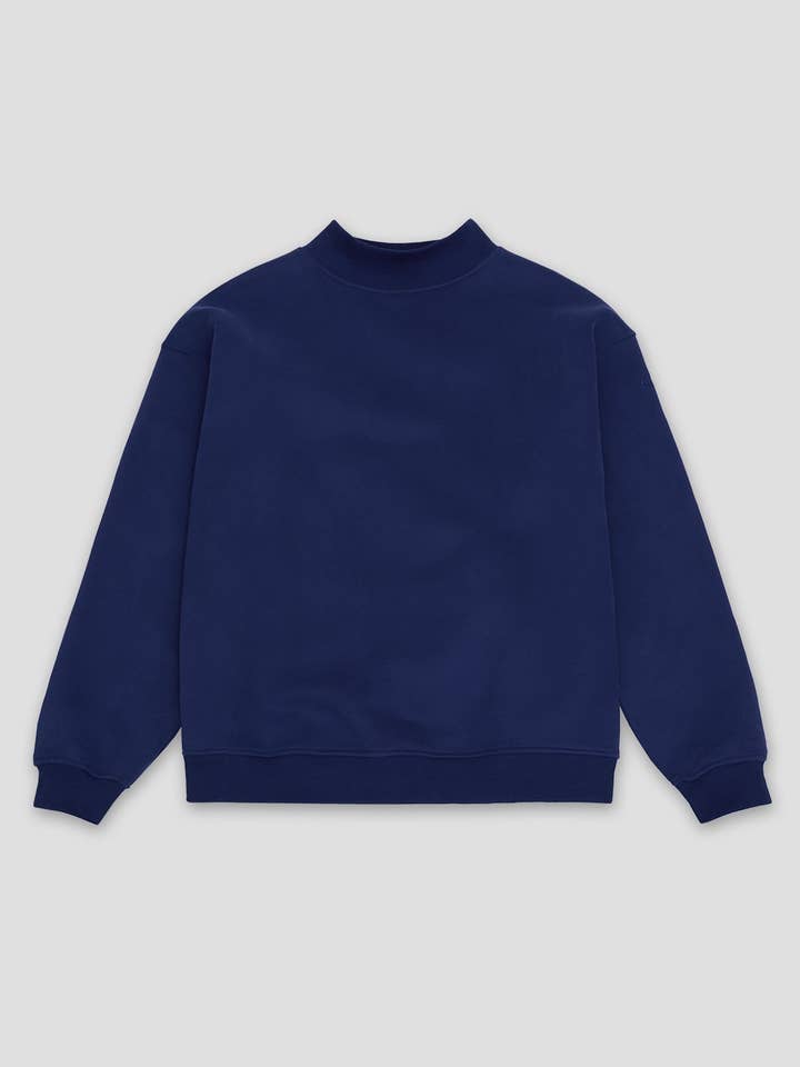 Sweat-shirt à col montant bleu marine pour la vente par ONE DNA