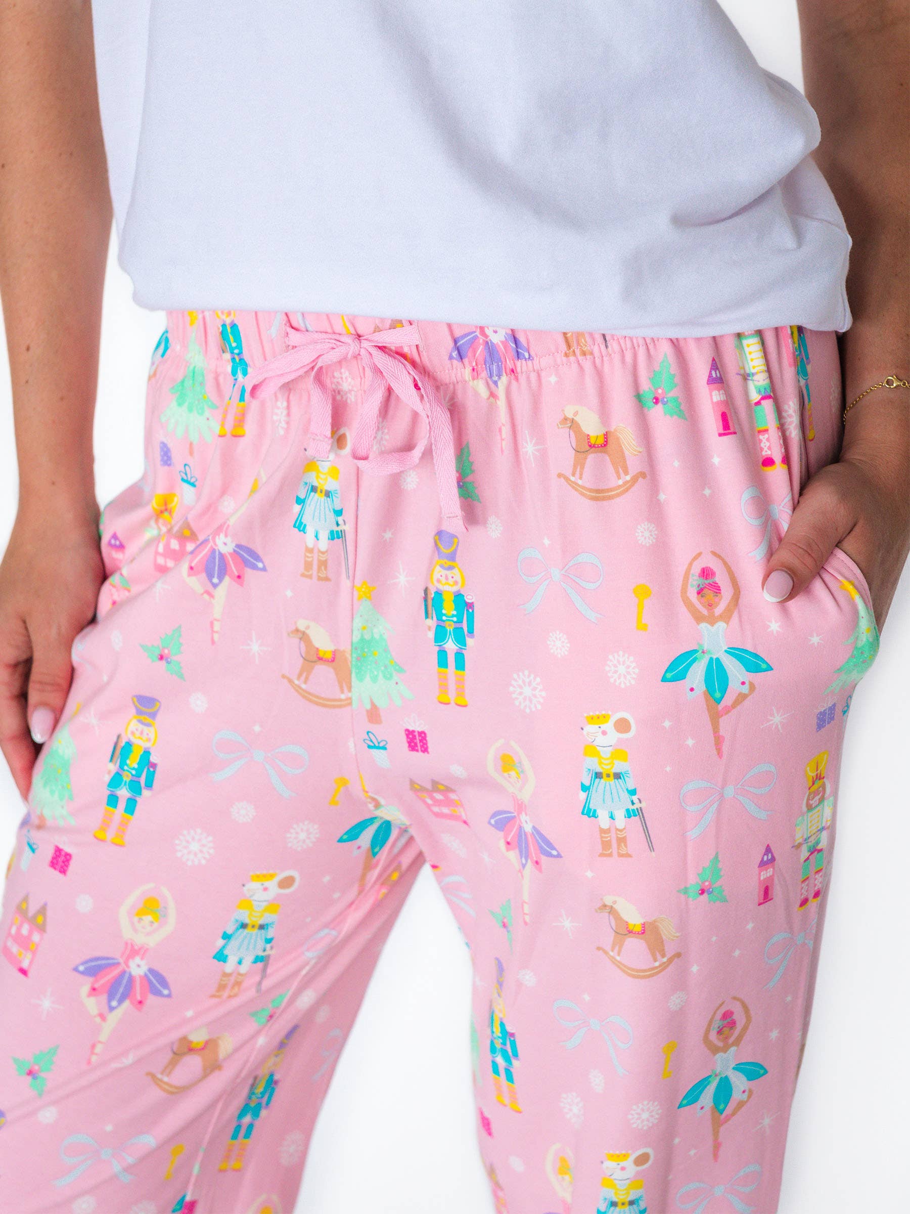 Pink SoftSnooze™ Adult Cotton Modal Sugarplum Dreams Pajama Pants for wholesale on Faire5