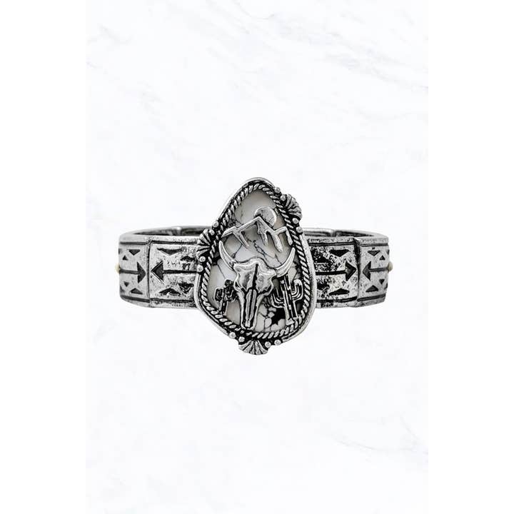 Suzie Q USA - Wholesale Beaded Bracelet - Western Bison Skull Cuff Bracelet 1