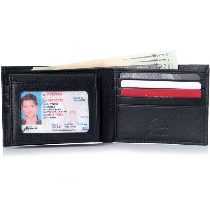 Porte-cartes d'identité amovible en cuir véritable pour homme Alpine Swiss - 135-PARENT pour la vente par Alpine Swiss