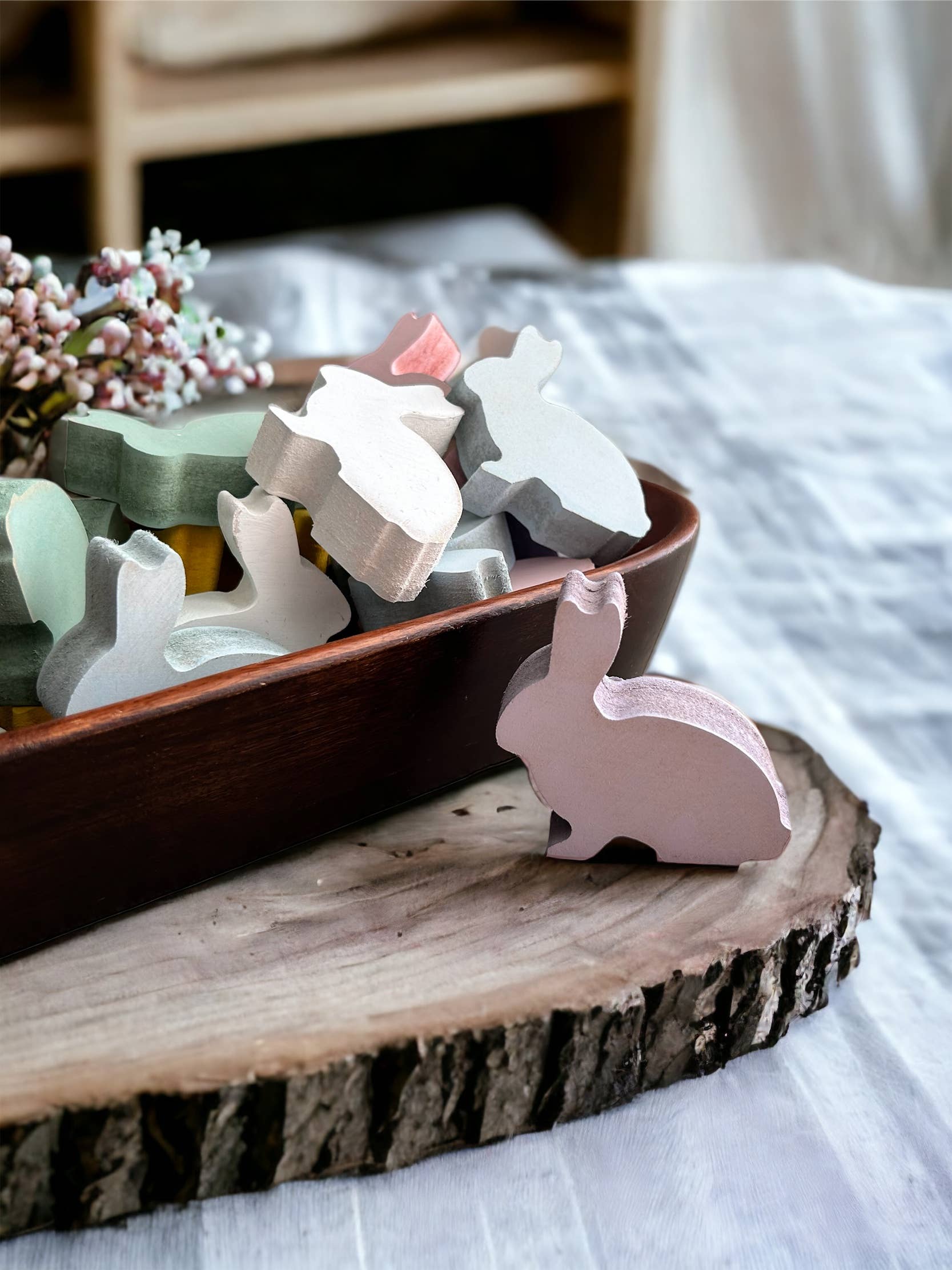 Inkwood Crafters - Wholesale Decorative Tabletop Object - Primitive/Rustic MINI Wood Bunny Bowl Fillers - set of 34