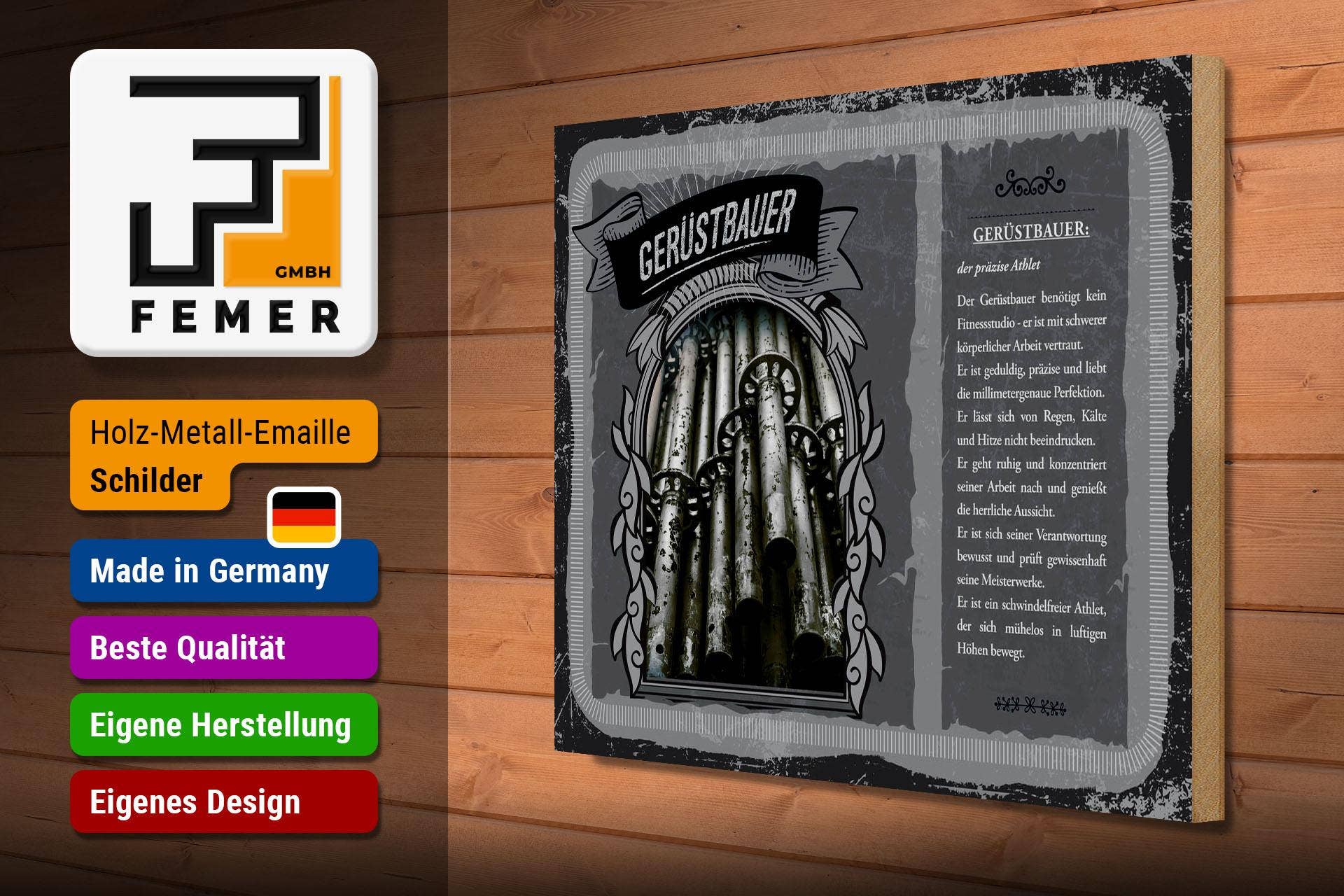 Femer - Wholesale Bord/bordje - Houten bord jobs 40x30 cm steiger precieze atletendecoratie2