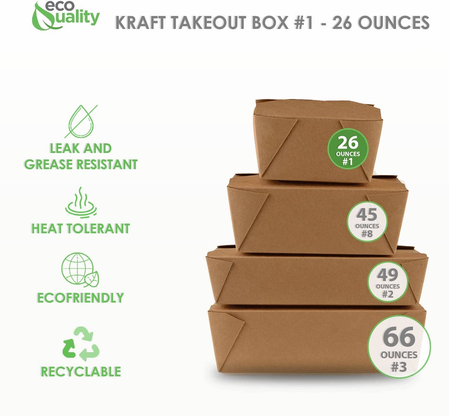 EcoQuality - Wholesale Food Storage Container - 26Oz Kraft Folded Paper Take Out Containers - Microwavable3