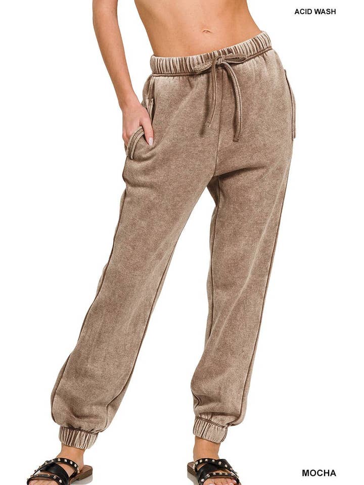 Vanilla Monkey - Wholesale Lounge Sweatpants/Joggers - Women's - Acid Wash Fleece Sweatpants With Pockets15