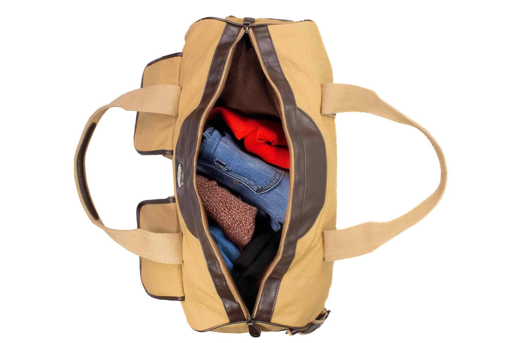 Brown Tan Marlin Canvas Weekender Bag for wholesale on Faire3