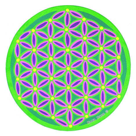 Flor de la vida verde neón (pequeña) para venta al por mayor de Cosmic Circles