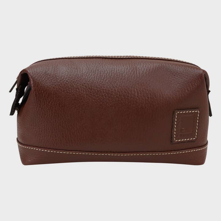 Sophos – wholesale Toiletry bag – men's – Attire Leather Stitched Washbag1