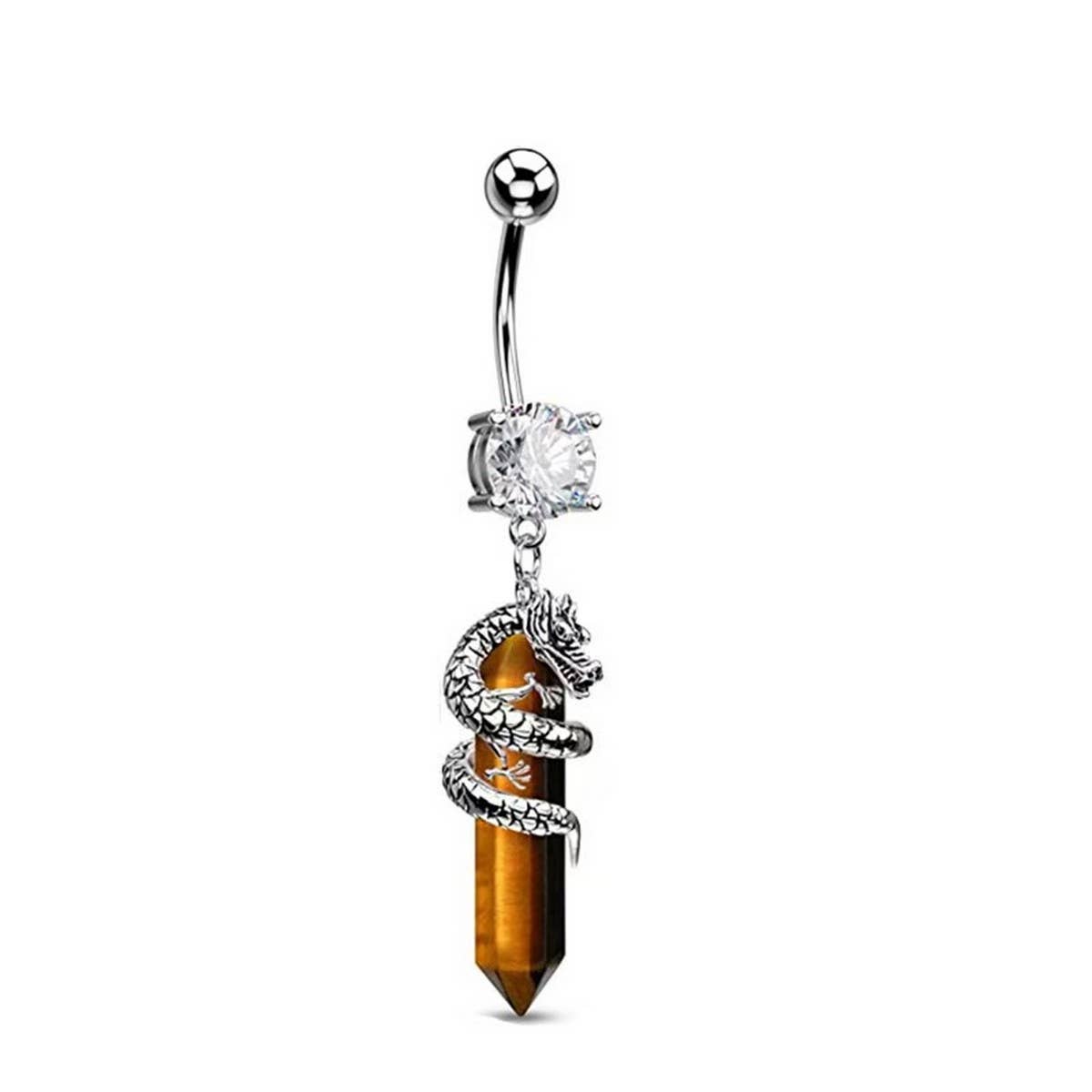 ACCITY - Wholesale Belly Ring - 3D Dragon Claw Natural Stone Belly Button Ring_CWMM94733