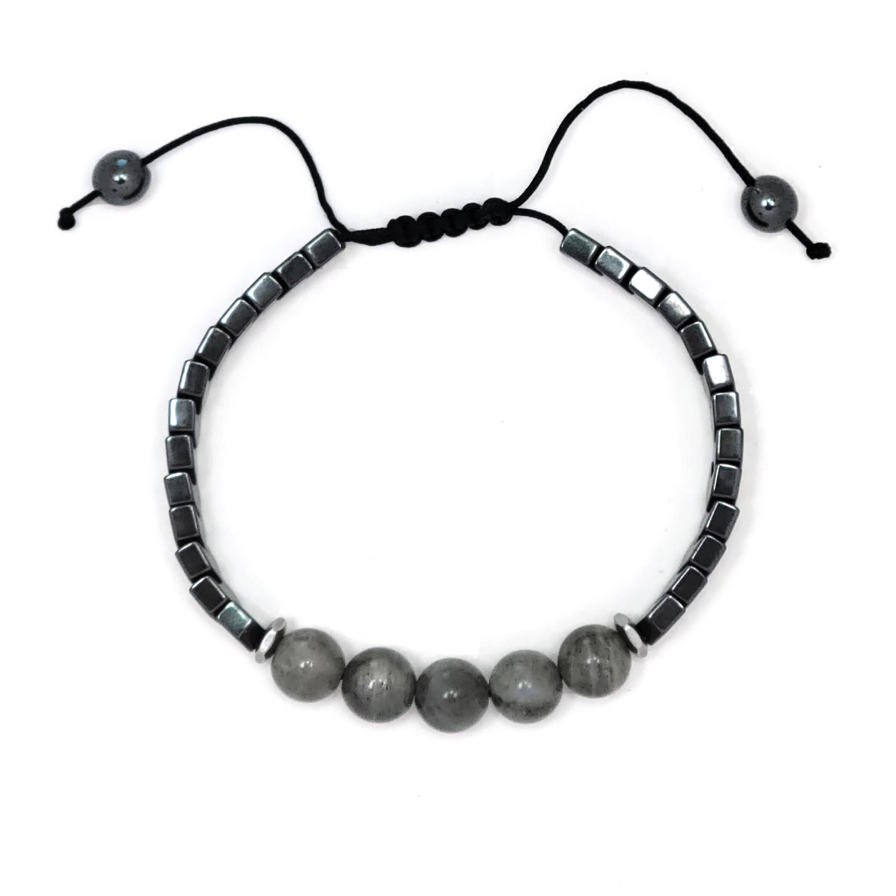 Mana Gallery - Wholesale Beaded Bracelet - Labradorite and Hematite Bracelet - Unisex Adjustable3