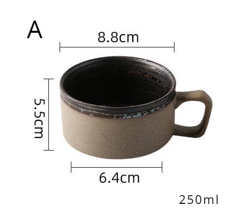 Gohobi （We cover U.S. import duties） - Wholesale Koffiemok - Gohobi Handgemaakte Aardewerk Zwart en Bruin Koffiemok en Schotel0