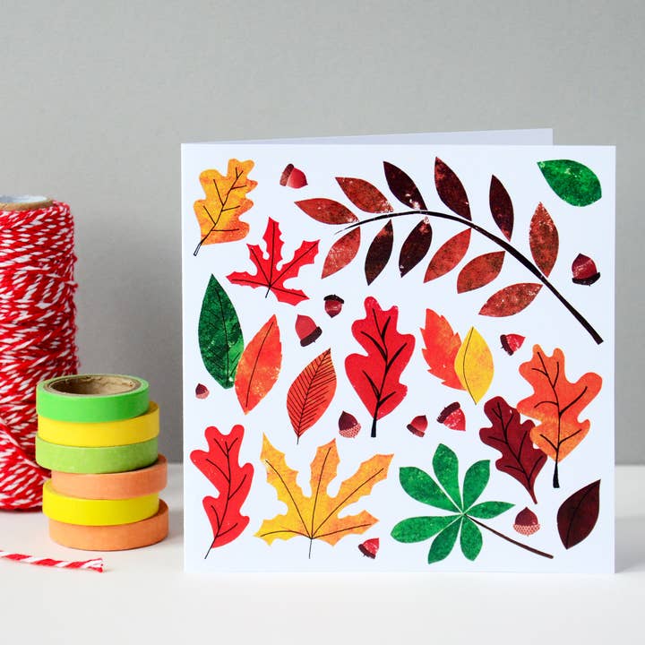 Tarjeta de hojas de otoño para venta al por mayor de Fiona Clabon Illustration