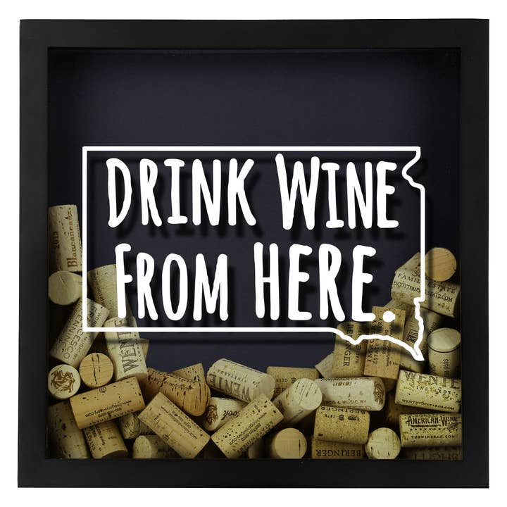 Torched Products - Wholesale Sign - Drink Wine From Here Beer Cap Shadow Box - Black31